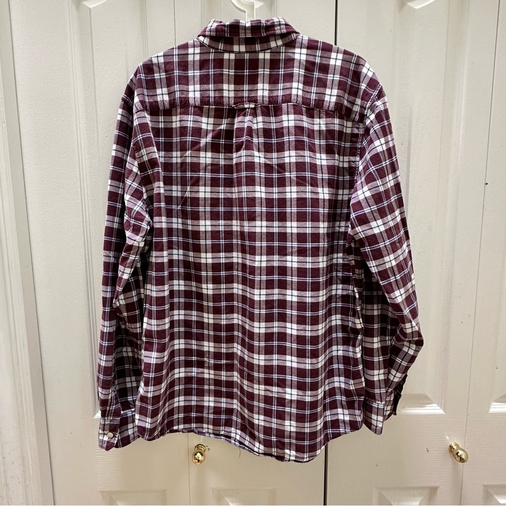 American Eagle Outfitters Maroon and White Plaid Shirt XL - Picture 2 of 10